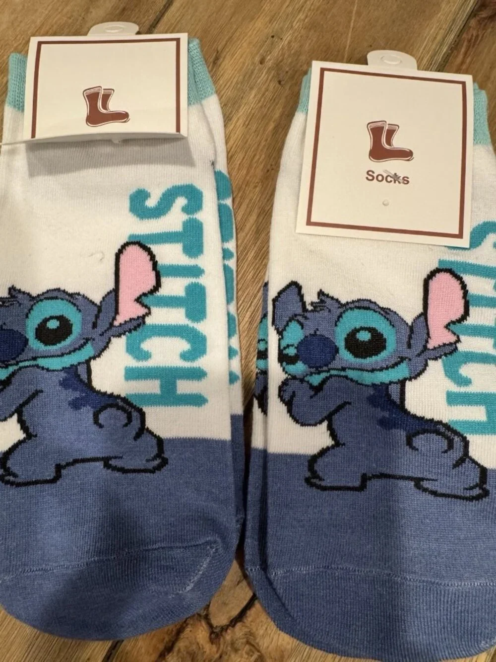 Disney Stitch Blue White Pink Cute Mid-Crew Socks S Sm 2 Pair Pack & Pixar NEW